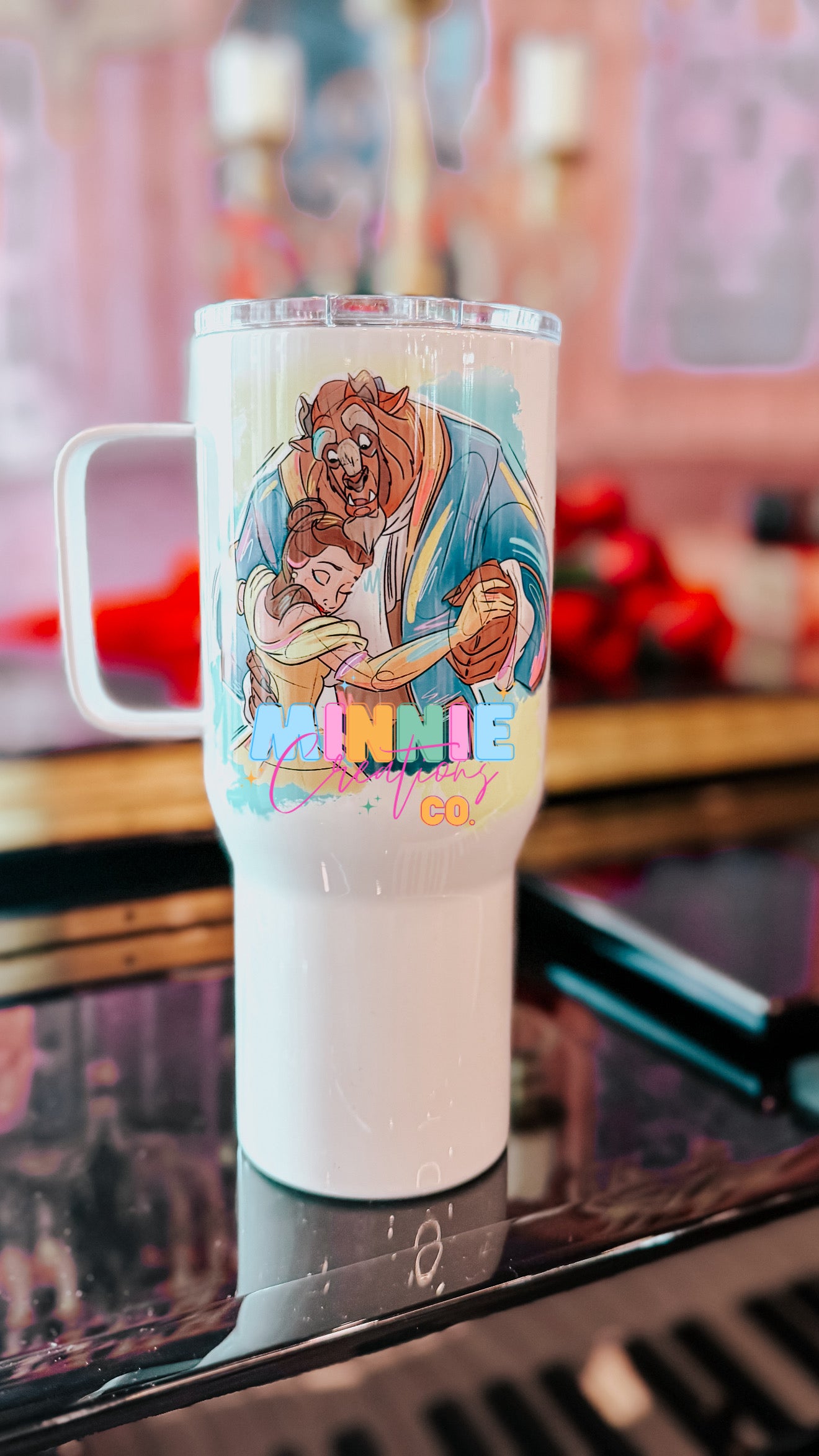 Princess Inspired Insulated Double walled tumbler | Custom 22oz Travel Handle Tumbler