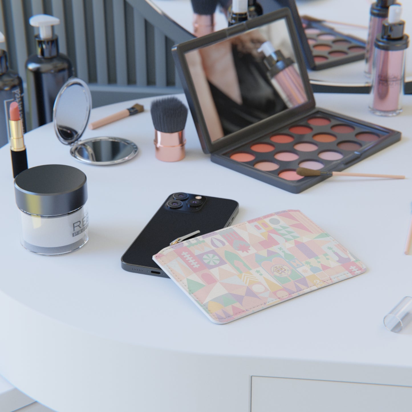 Mini Clutch Bag — Pastel Geometric Castle Pattern Wristlet