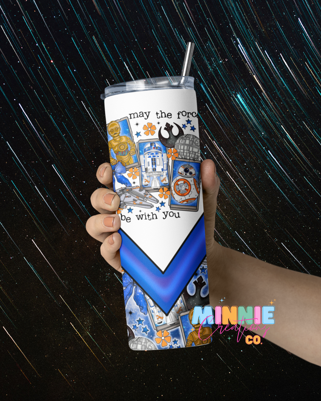 Blue May the Force 20oz Skinny Tumblers
