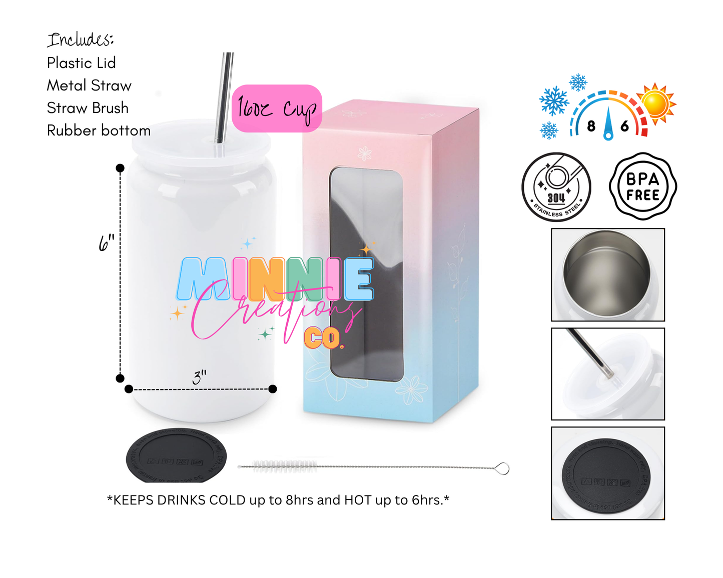 Showgirl White Cup | Insulated Beer Can Cups