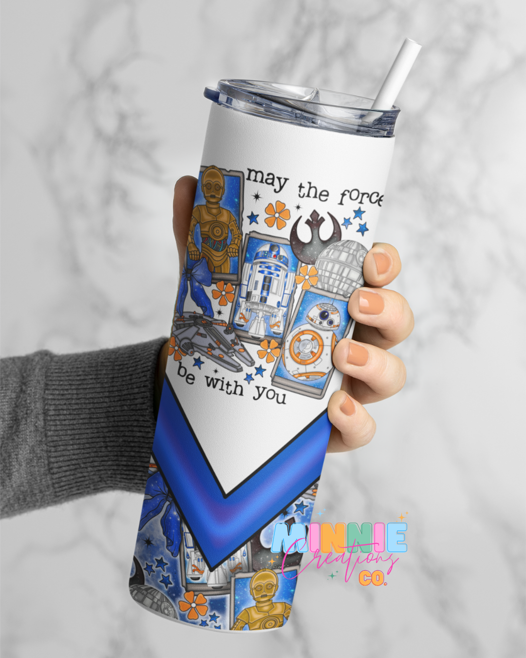 Blue May the Force 20oz Skinny Tumblers