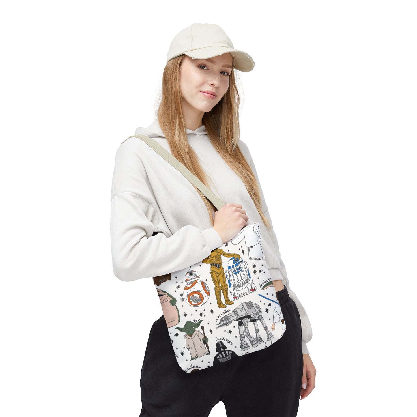 Star Wars Character Pattern Tote Bag — R2-D2, C-3PO, BB-8 & More