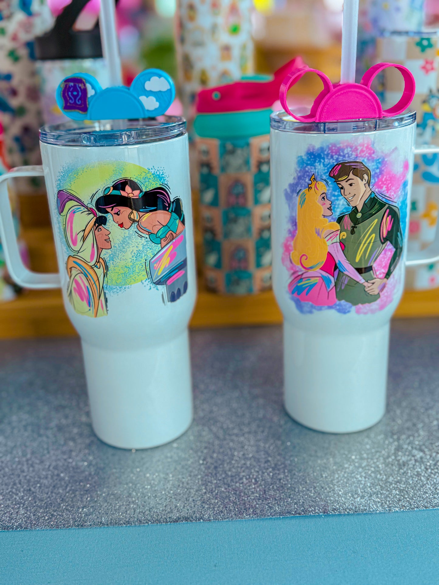 Princess Inspired Insulated Double walled tumbler | Custom 22oz Travel Handle Tumbler