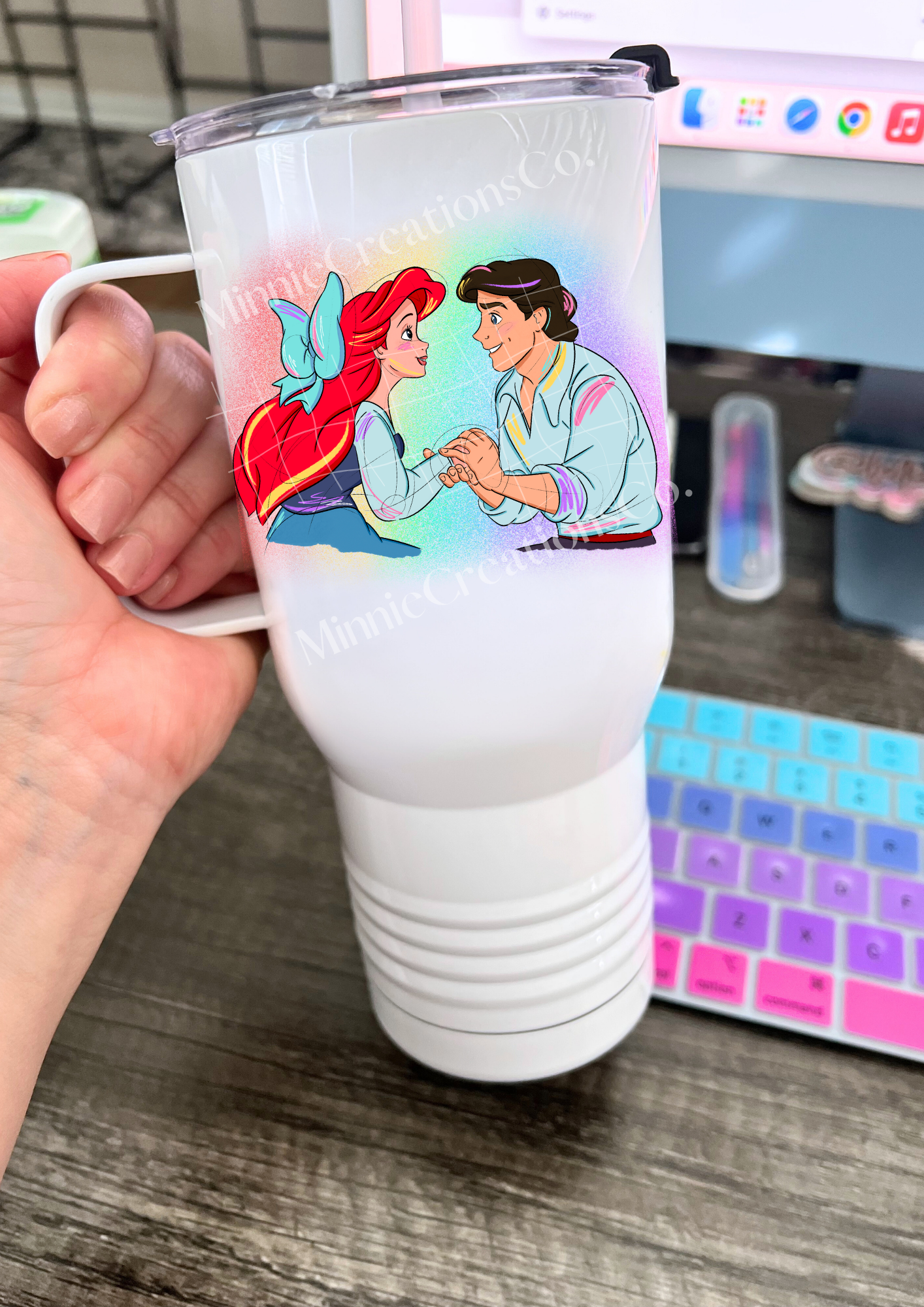 Mermaid Kiss Insulated Double walled tumbler | Custom 22oz Water Tumbler