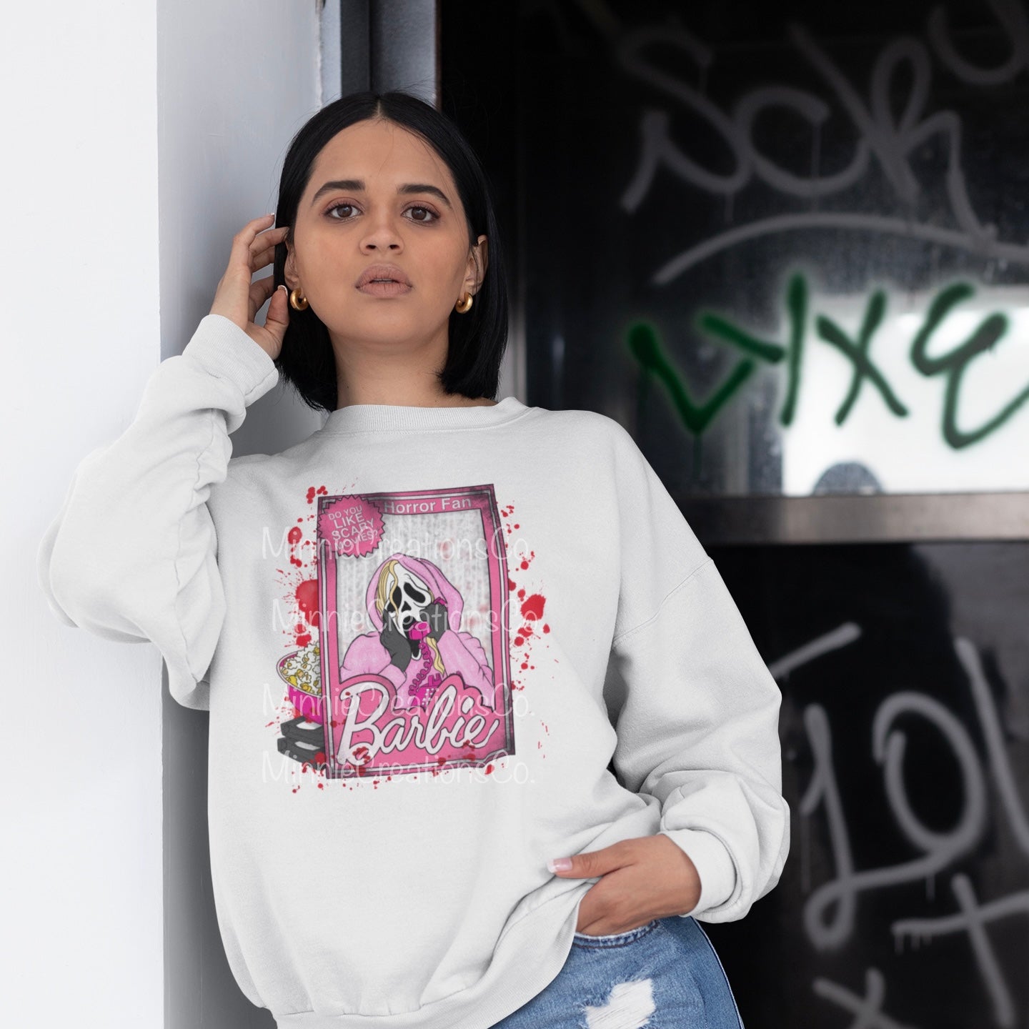 Pink Ghostface Crewneck Sweater