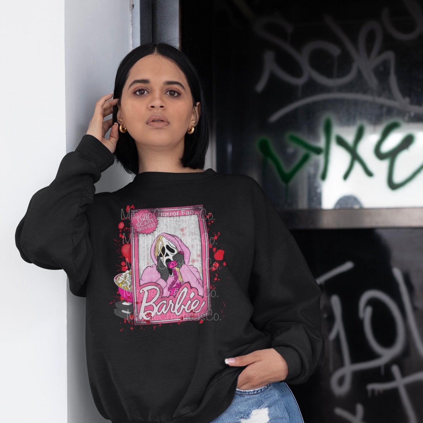 Pink Ghostface Crewneck Sweater