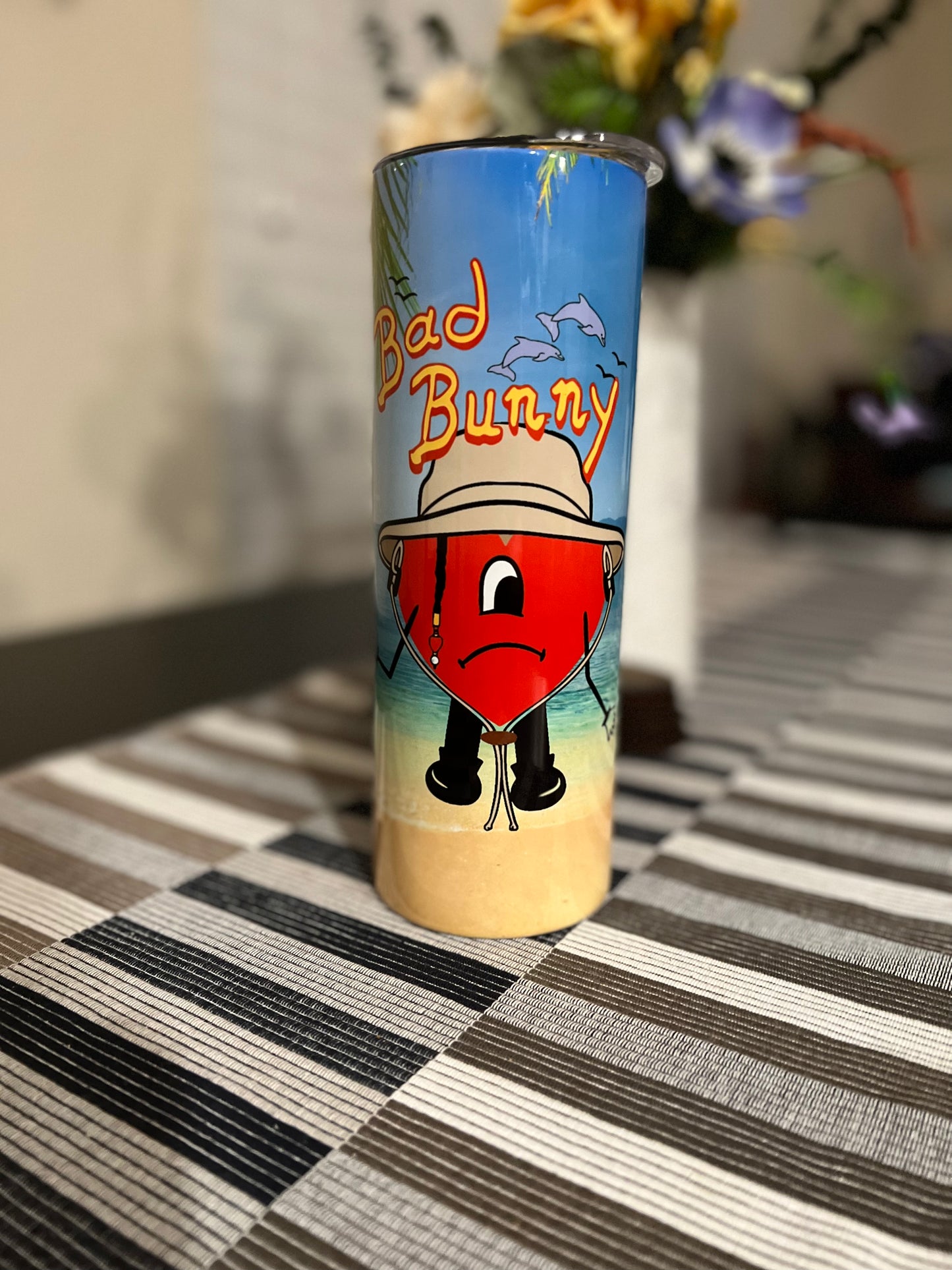 Bad Bunny Inspired Heart Bucket Hat 20oz Skinny Tumblers