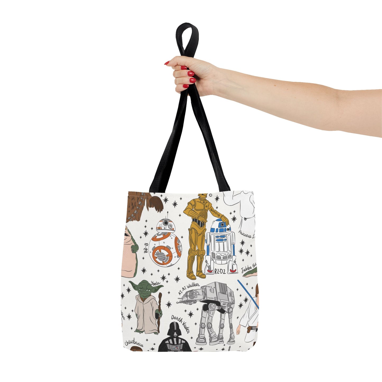 Star Wars Character Pattern Tote Bag — R2-D2, C-3PO, BB-8 & More