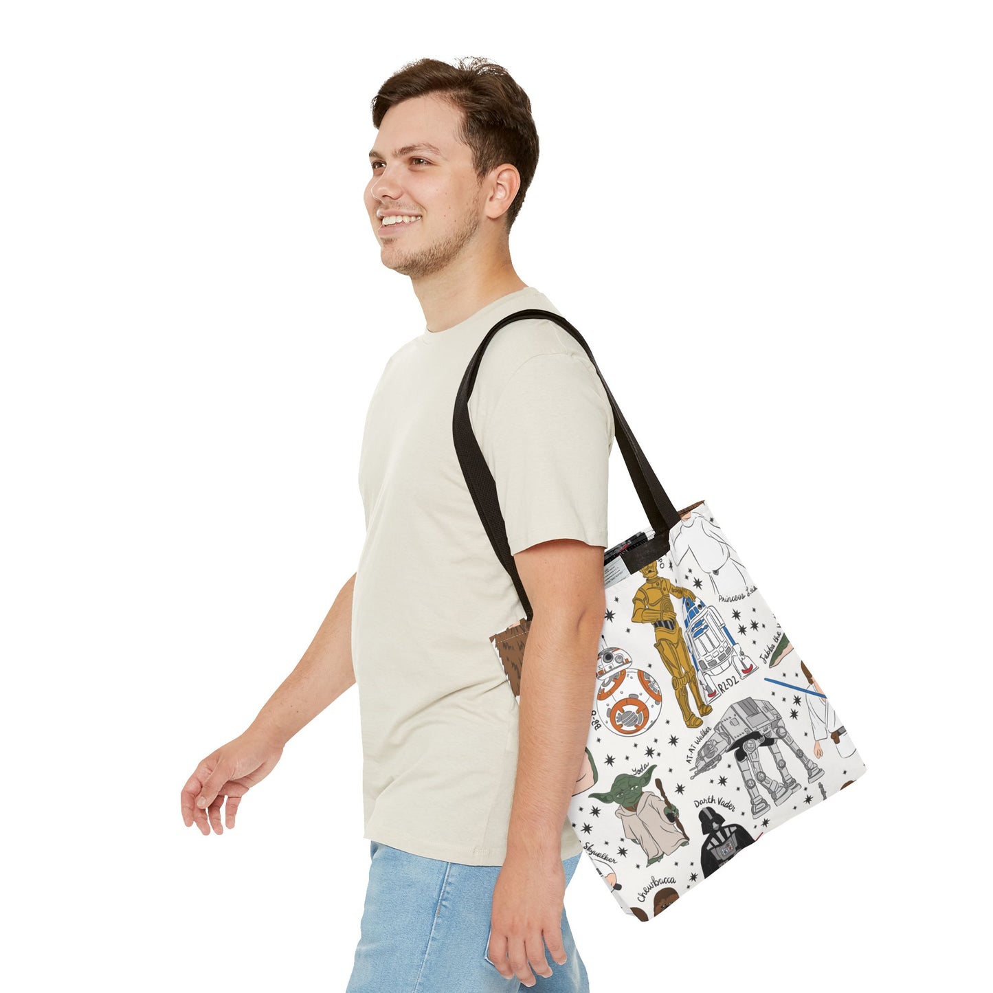 Star Wars Character Pattern Tote Bag — R2-D2, C-3PO, BB-8 & More