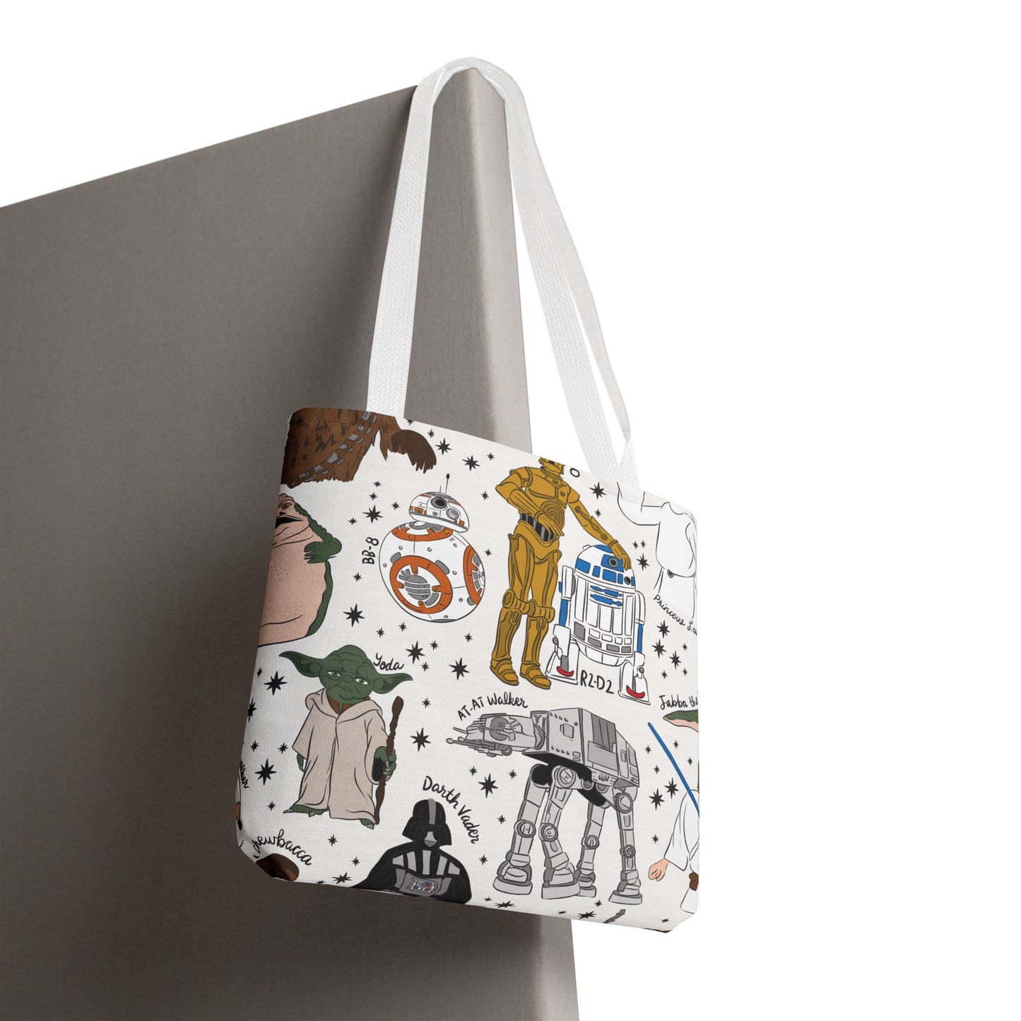 Star Wars Character Pattern Tote Bag — R2-D2, C-3PO, BB-8 & More