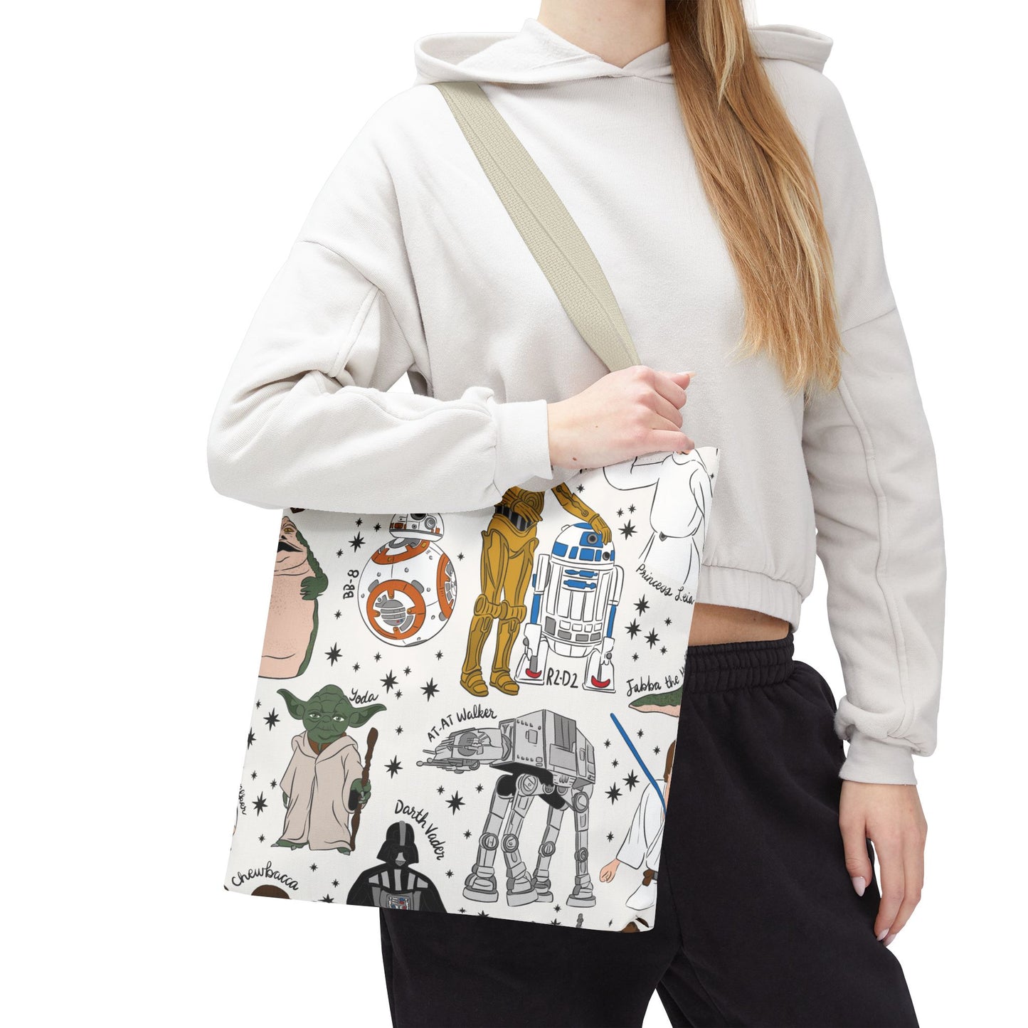 Star Wars Character Pattern Tote Bag — R2-D2, C-3PO, BB-8 & More