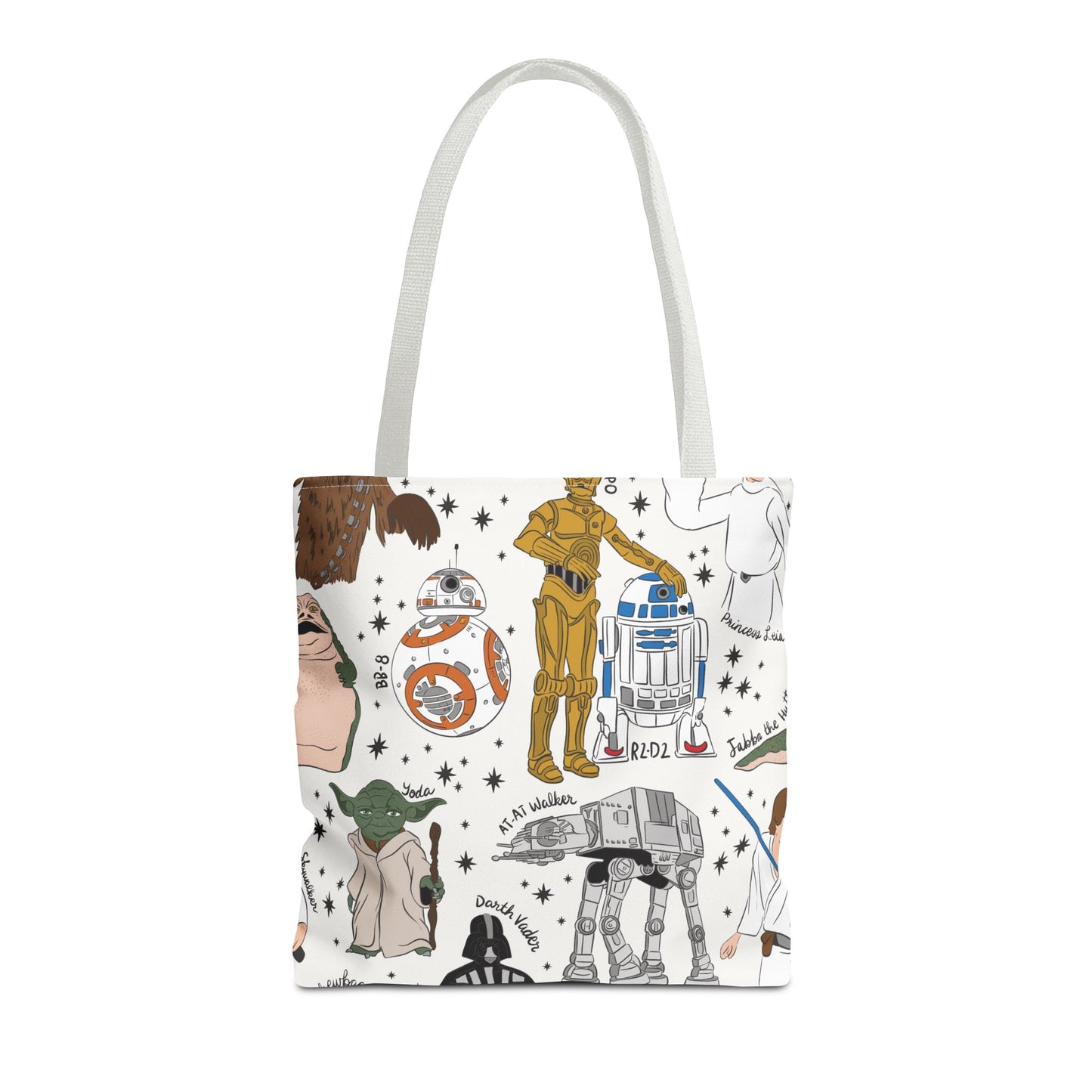 Star Wars Character Pattern Tote Bag — R2-D2, C-3PO, BB-8 & More