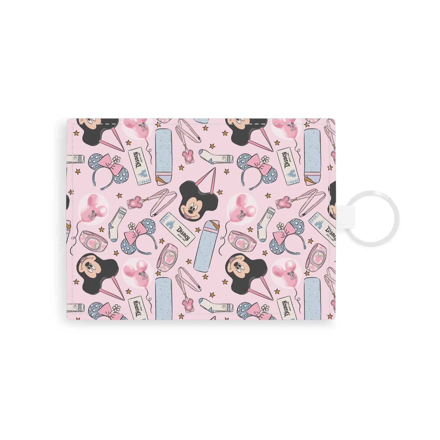 Pink Magical Park Card Holder — Cute Theme Park Icons Saffiano Leather Cardholder