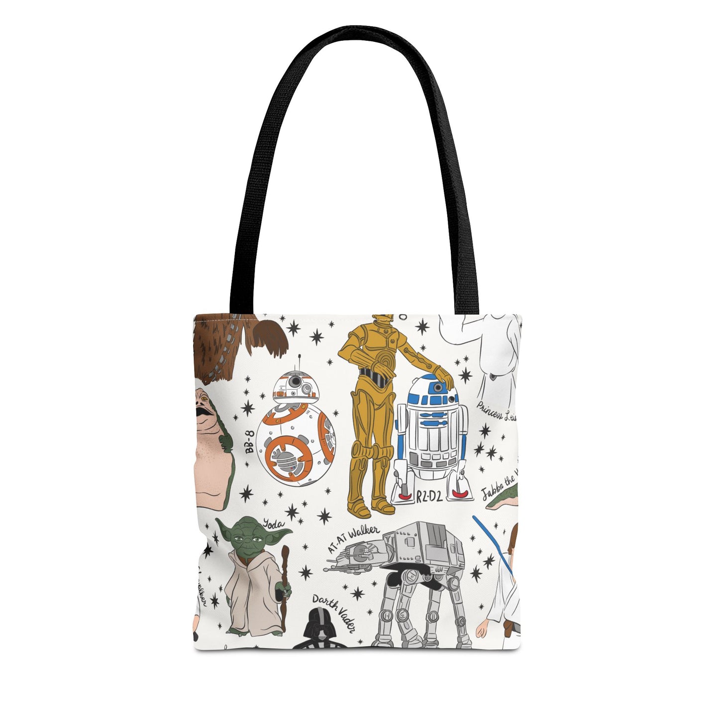 Star Wars Character Pattern Tote Bag — R2-D2, C-3PO, BB-8 & More