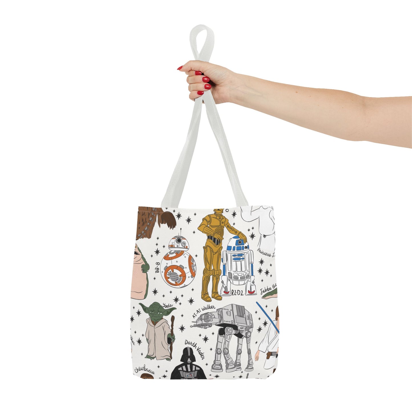 Star Wars Character Pattern Tote Bag — R2-D2, C-3PO, BB-8 & More