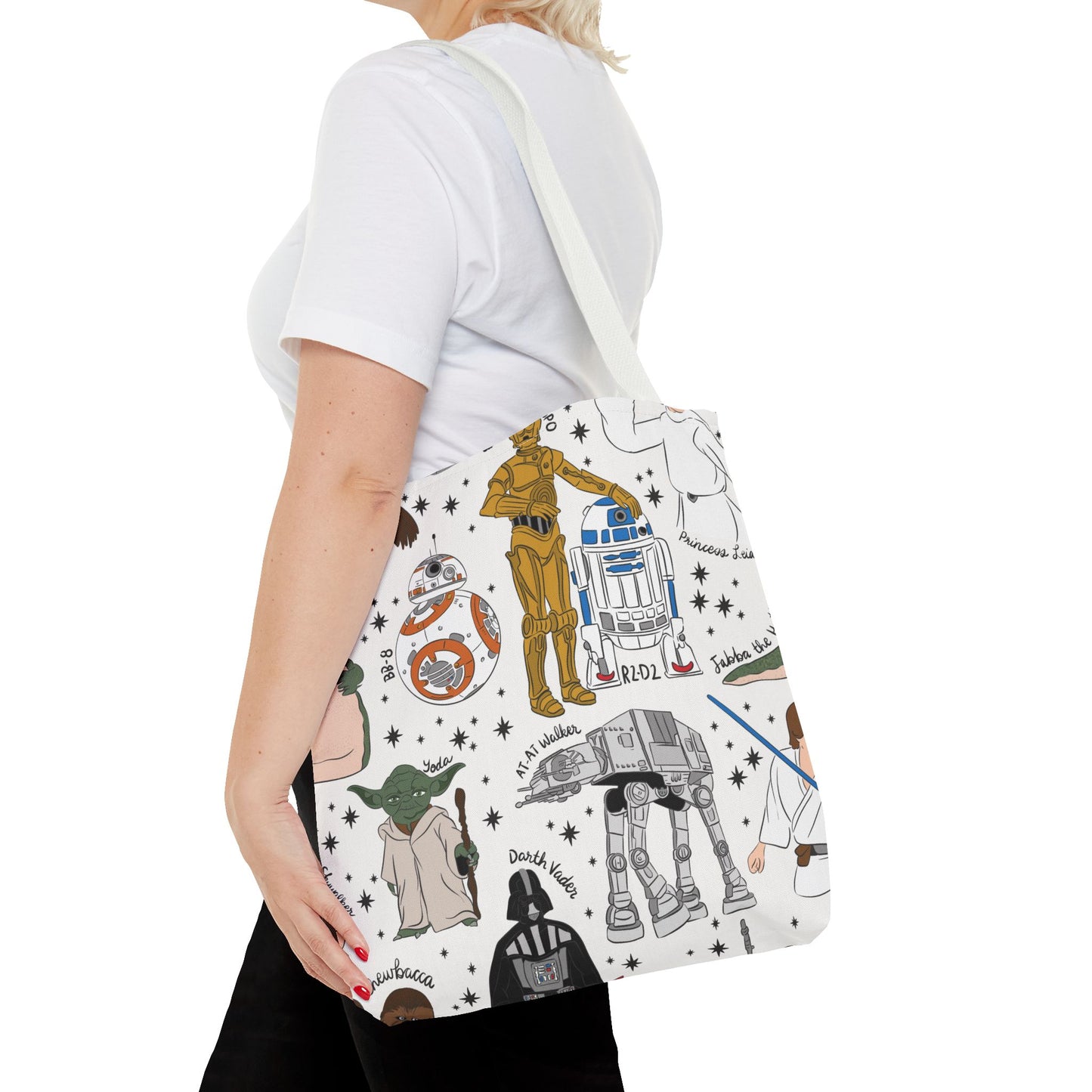 Star Wars Character Pattern Tote Bag — R2-D2, C-3PO, BB-8 & More