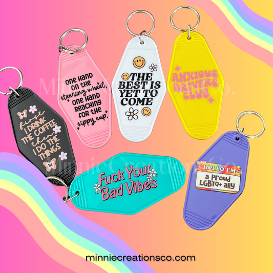 Motel Keychains | Retro Motel Keychains | Vintage Motel style Keychains