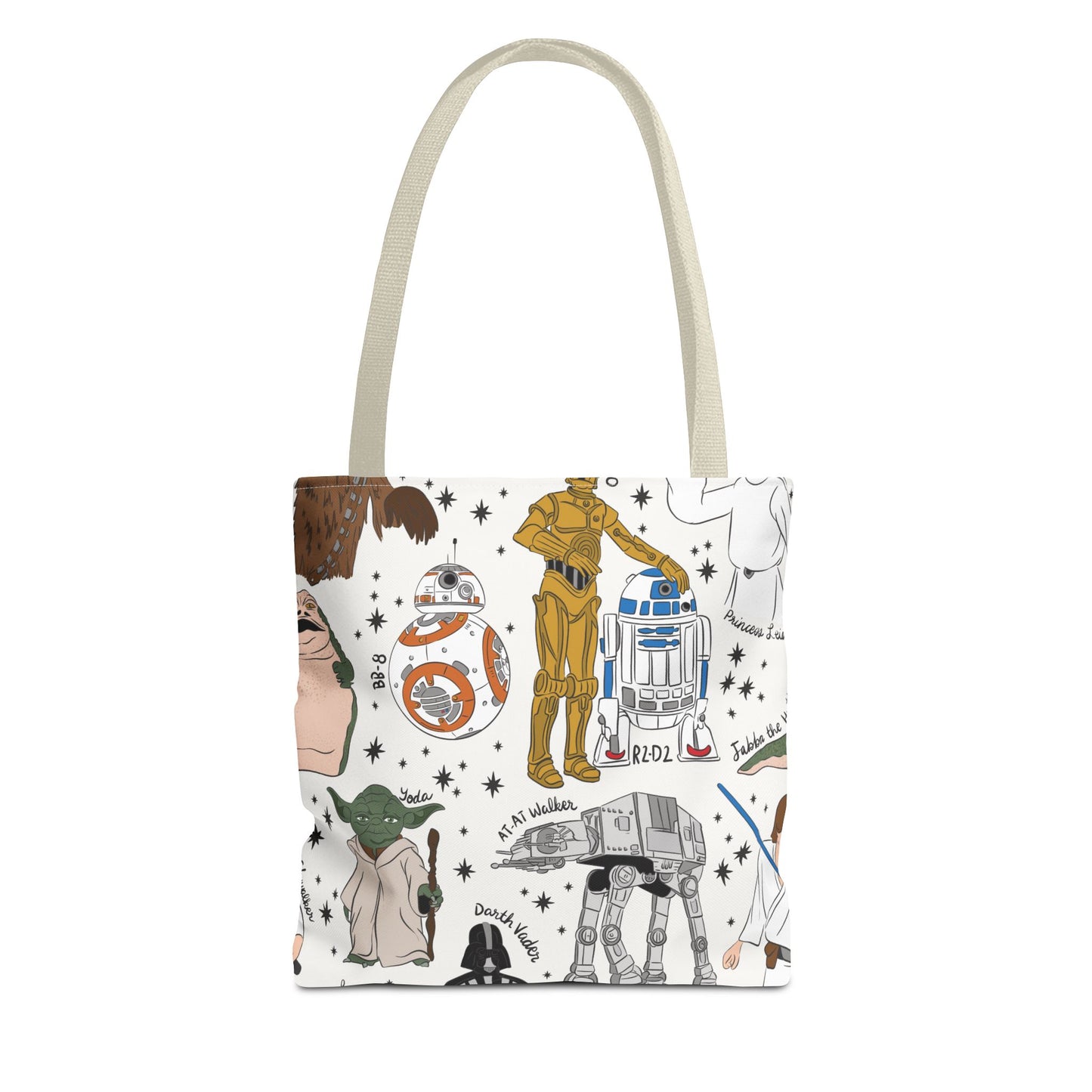 Star Wars Character Pattern Tote Bag — R2-D2, C-3PO, BB-8 & More