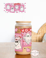 Valentines ghost Cards Glass cup