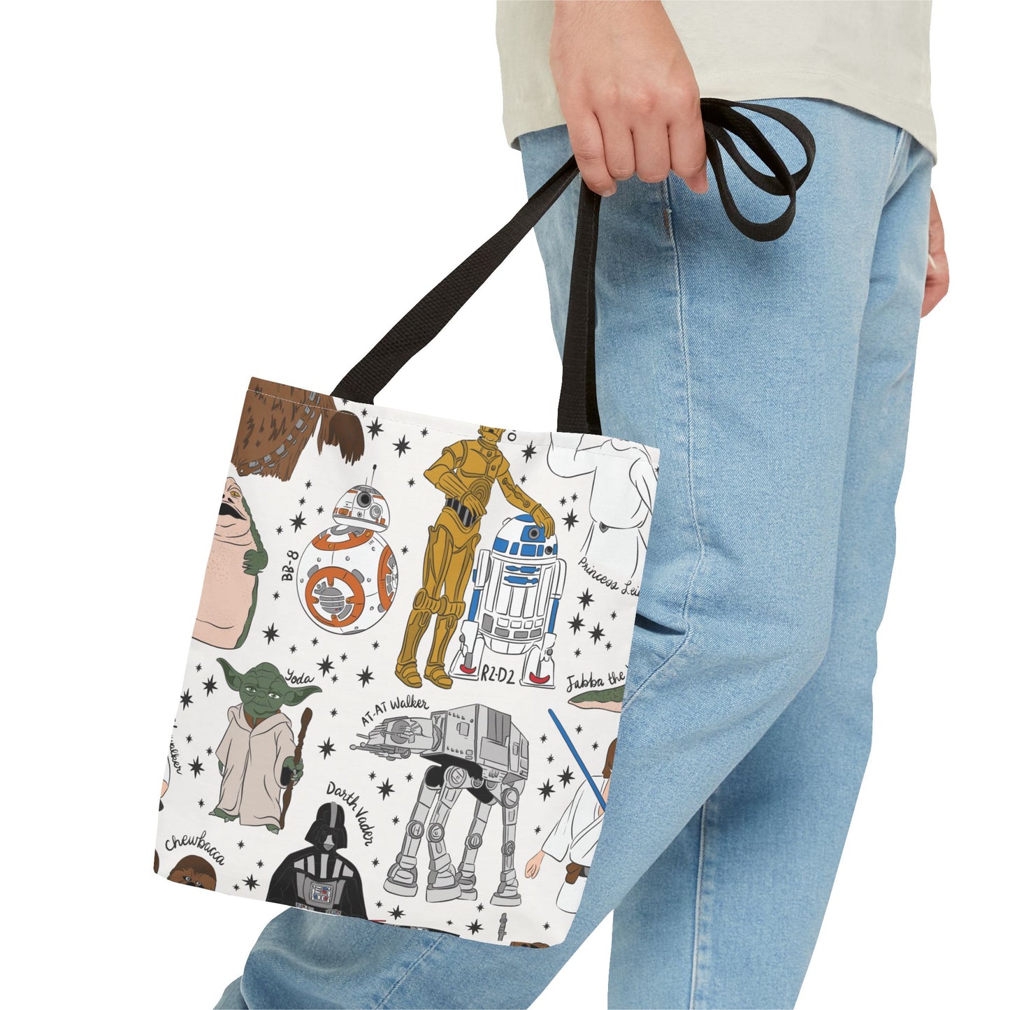 Star Wars Character Pattern Tote Bag — R2-D2, C-3PO, BB-8 & More