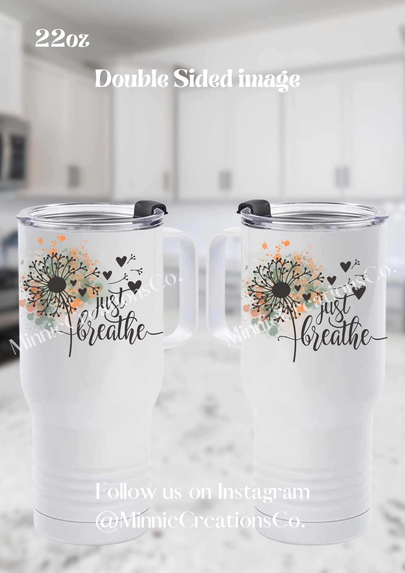 Plant Lovers Double walled 22oz tumbler | Just Breathe 22oz Water tumbler