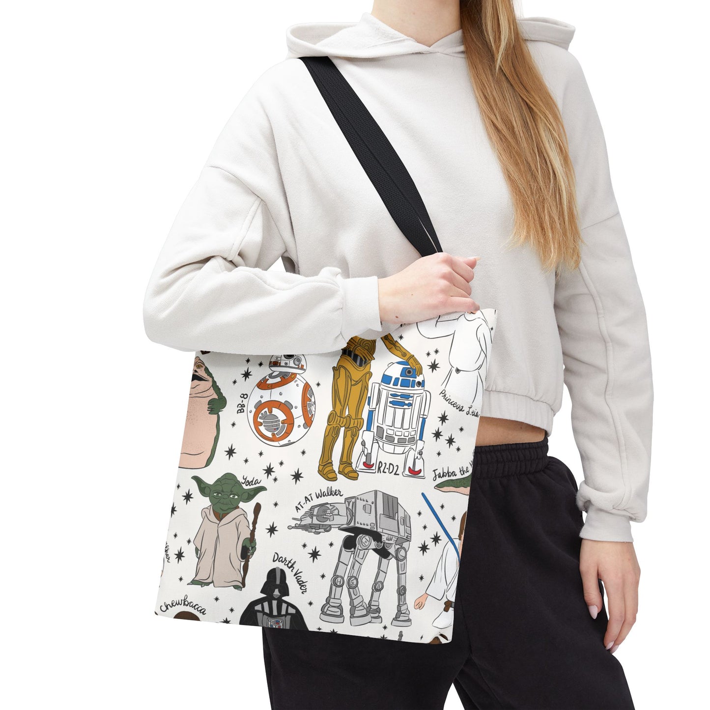 Star Wars Character Pattern Tote Bag — R2-D2, C-3PO, BB-8 & More