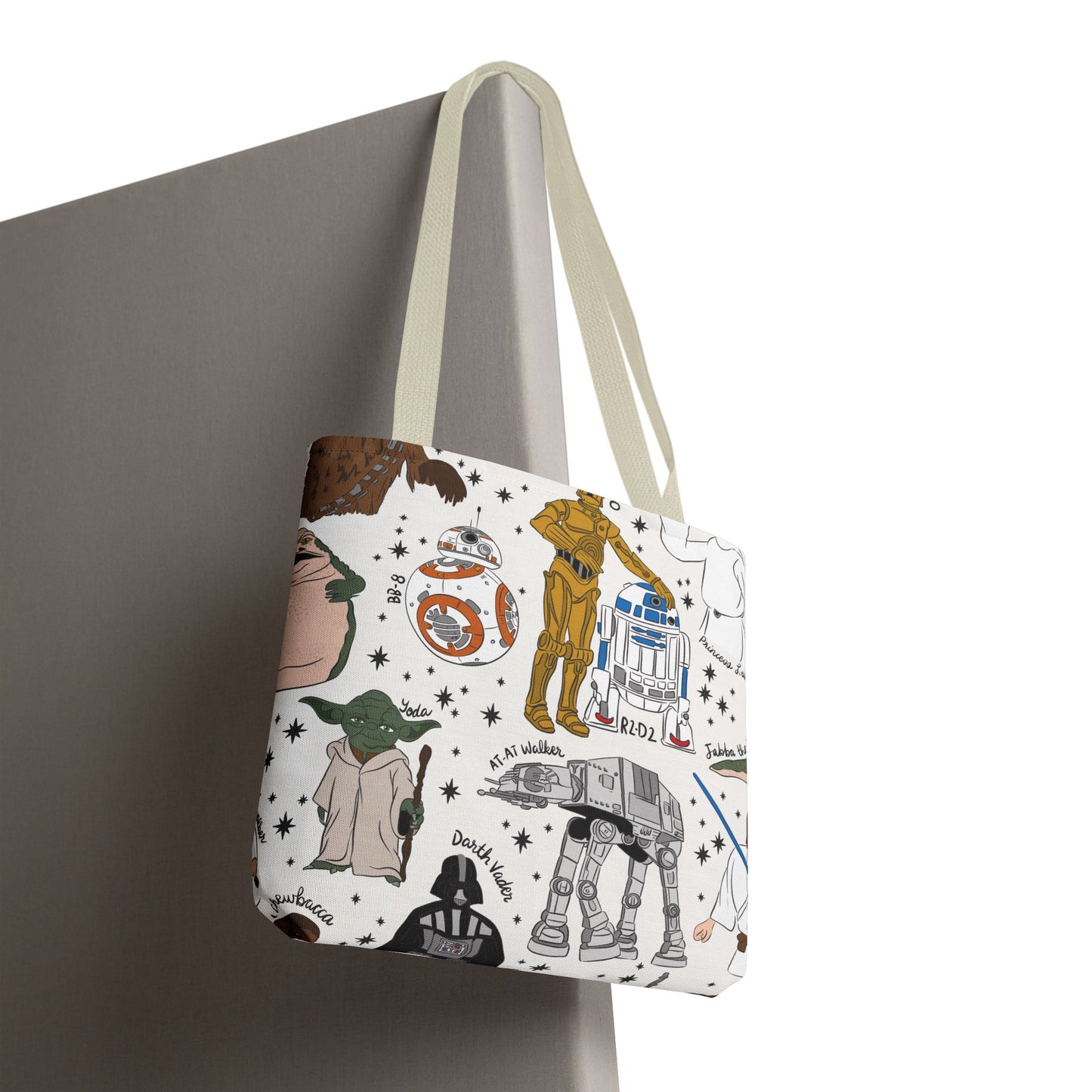 Star Wars Character Pattern Tote Bag — R2-D2, C-3PO, BB-8 & More