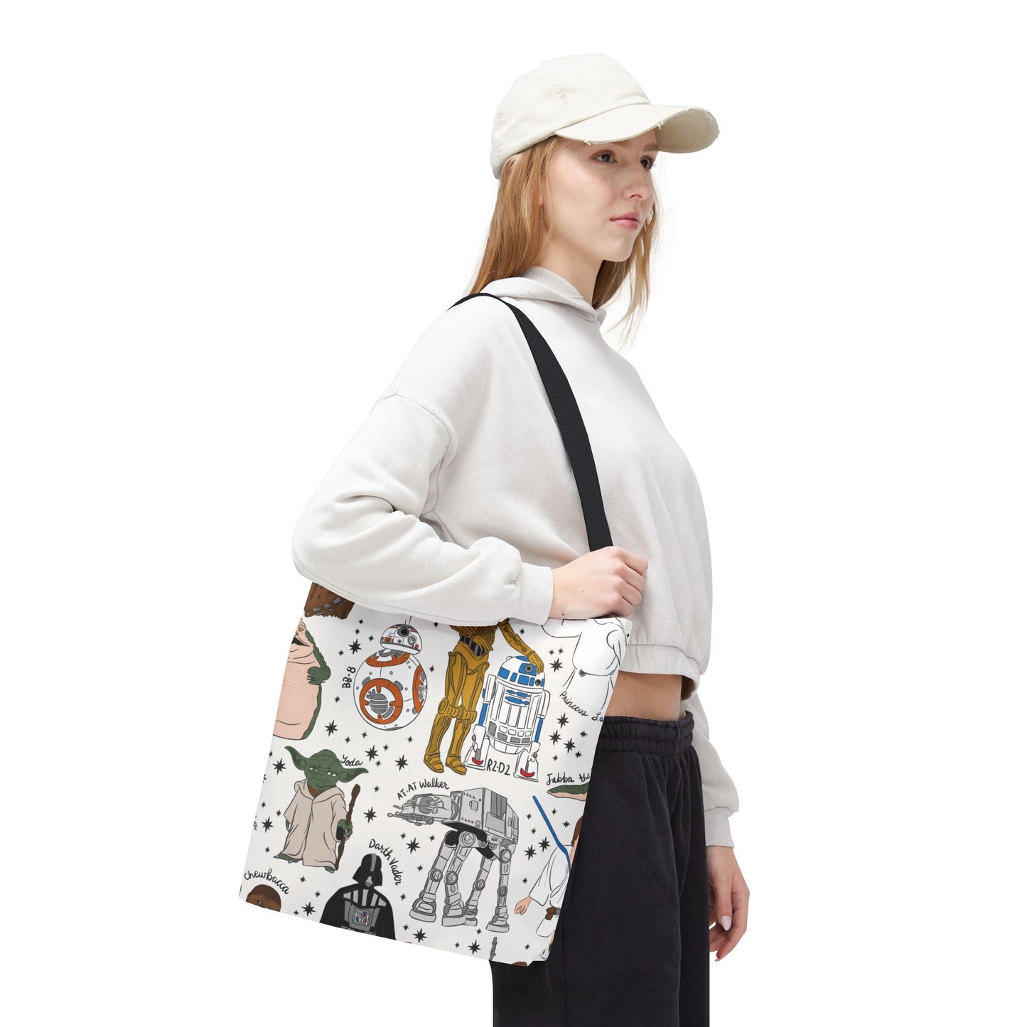 Star Wars Character Pattern Tote Bag — R2-D2, C-3PO, BB-8 & More