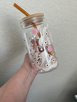 Evil eye moth 16oz Handle glass cups