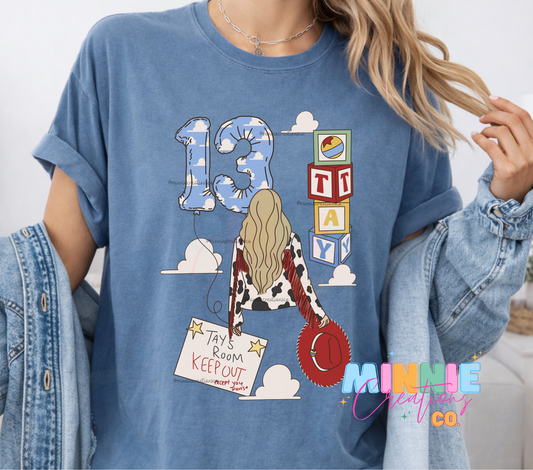 TS x 13 Graphic Tee — 'Try Not To Keep Out' Girl Illustration
