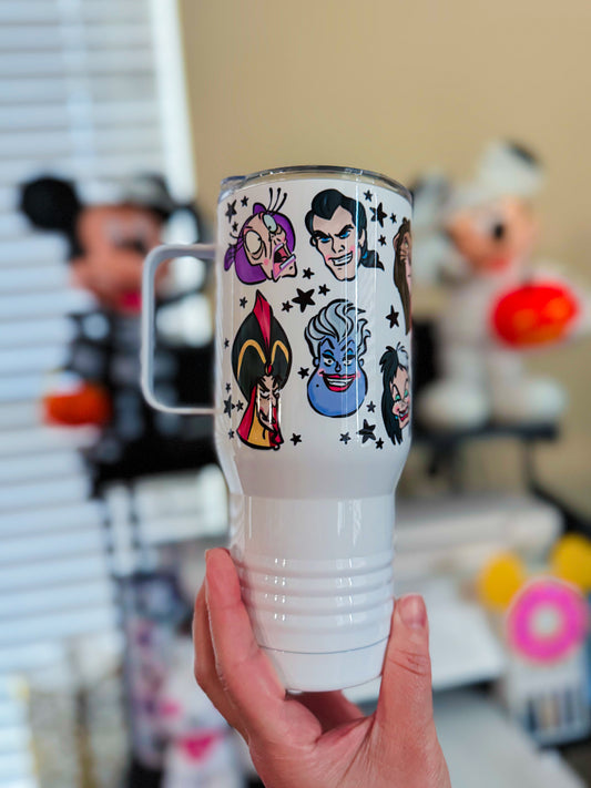 Villains Inspired Insulated Double walled tumbler | Custom 22oz Travel Handle Tumbler
