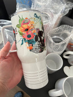 Floral Skulls Double walled 22oz tumbler. | Custom 22oz Water Bottle