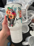 Floral Skulls Double walled 22oz tumbler. | Custom 22oz Water Bottle