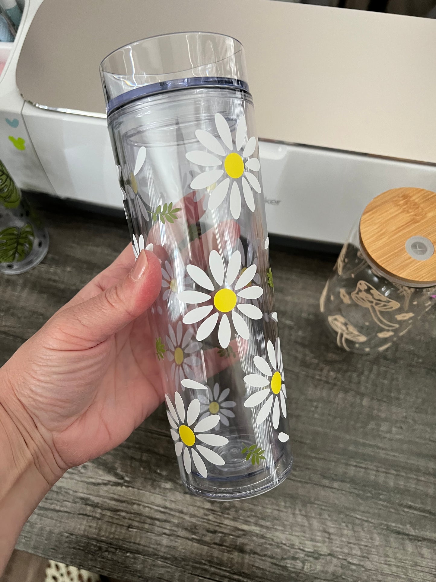 Summer Daisies Clear Skinny Tumbler