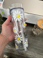 Summer Daisies Clear Skinny Tumbler