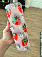 3D Strawberries 20oz Skinny Tumblers