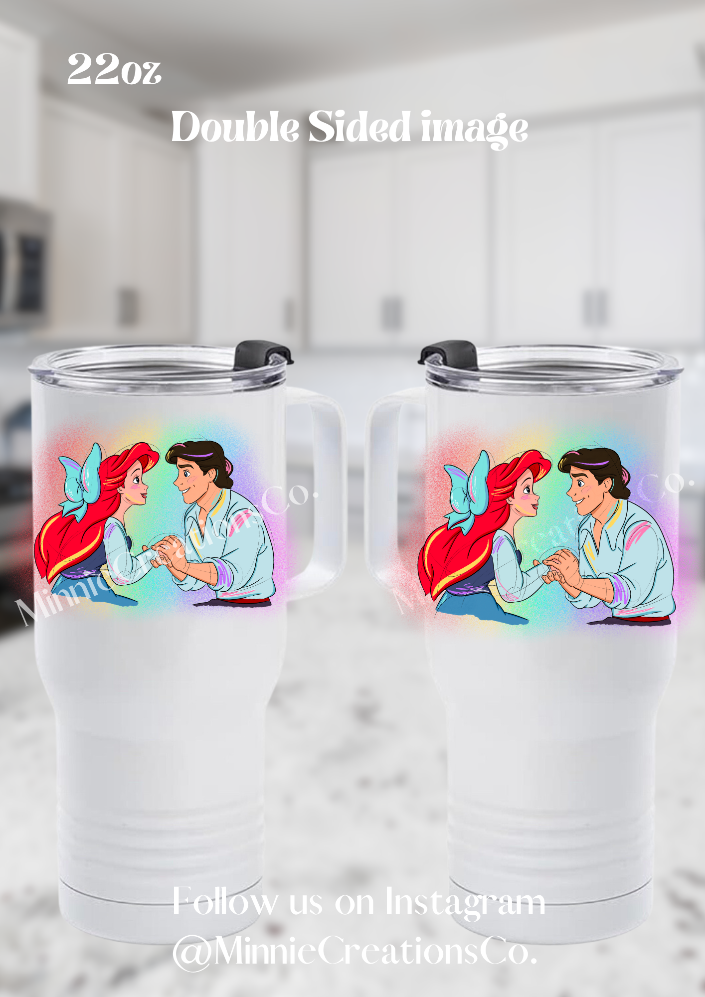 Mermaid Kiss  Insulated Double walled tumbler | Custom 22oz Water Tumbler