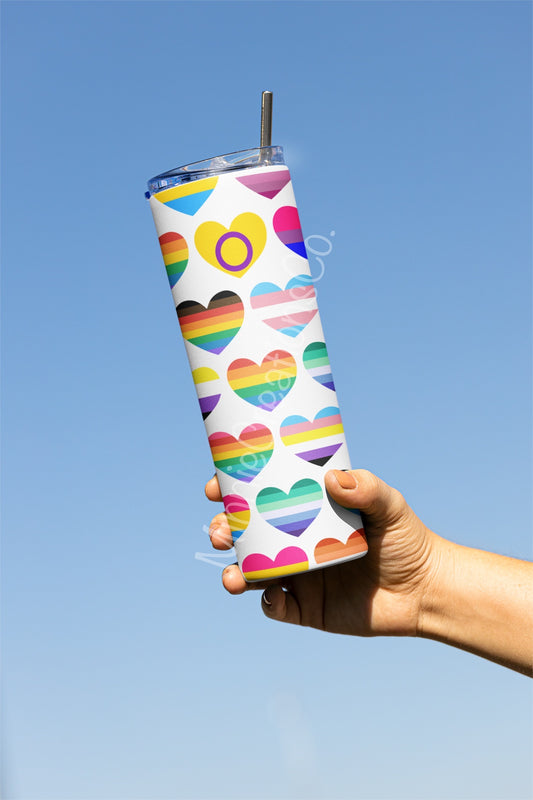 Pride Hearts 20oz Skinny Tumblers