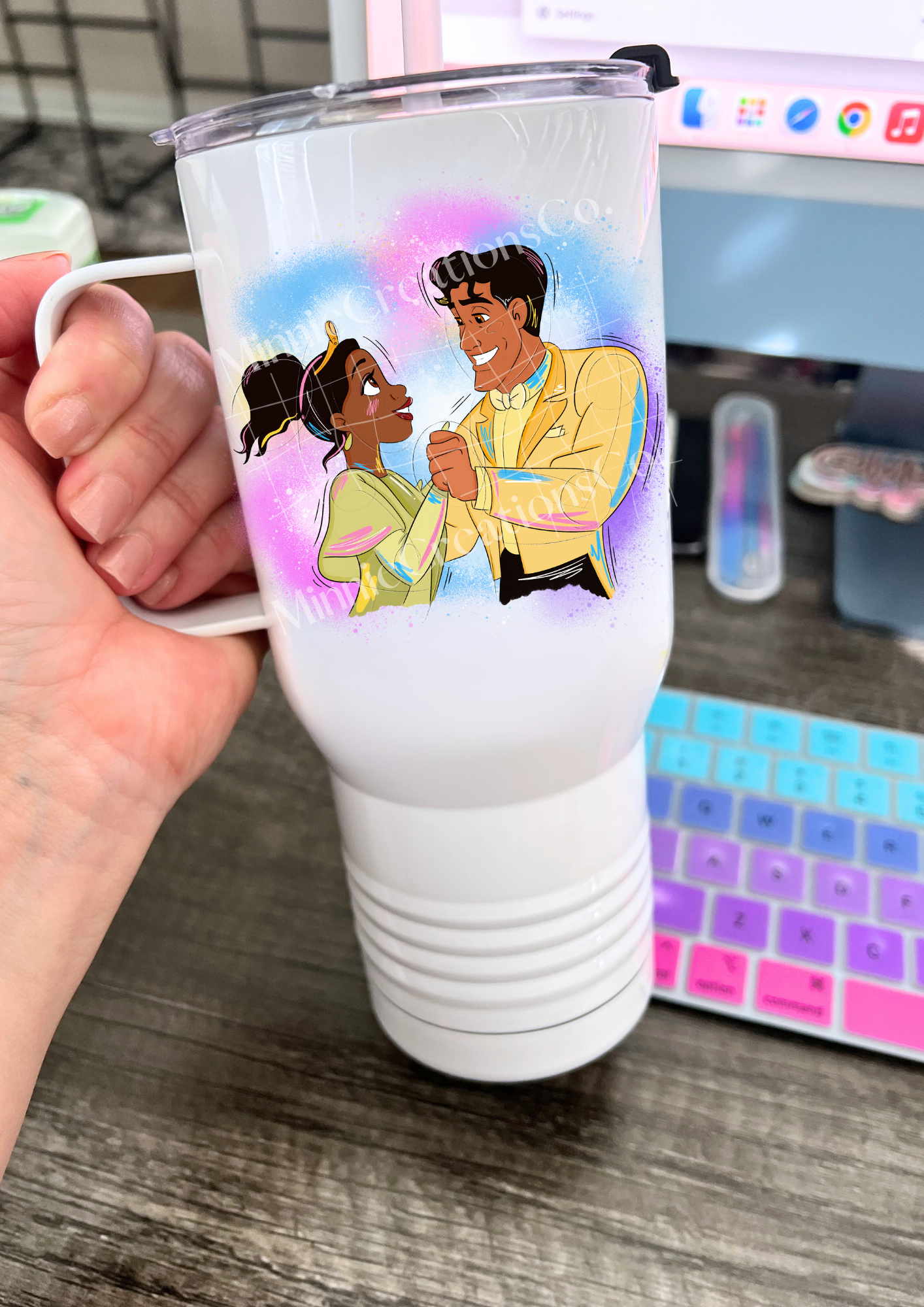 Princess Inspired Insulated Double walled tumbler | Custom 22oz Travel Handle Tumbler