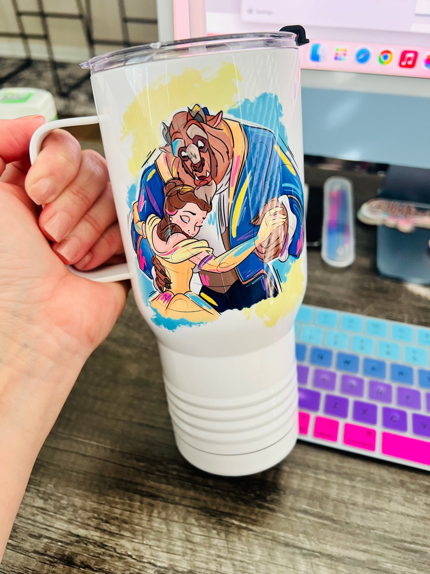 Princess Inspired Insulated Double walled tumbler | Custom 22oz Travel Handle Tumbler