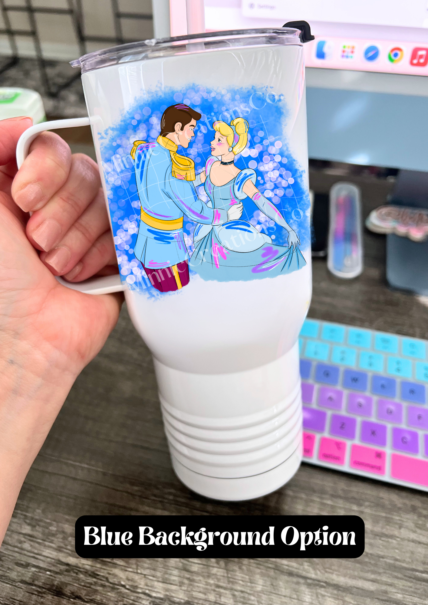 Princess Inspired Insulated Double walled tumbler | Custom 22oz Travel Handle Tumbler