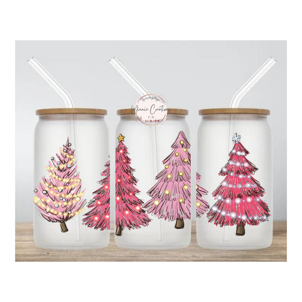 Pink Christmas Glass cup