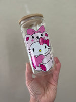 HK Cow Inspired Cow Glass Can cup | HK Kitty Bear Inspired Glass Can cup