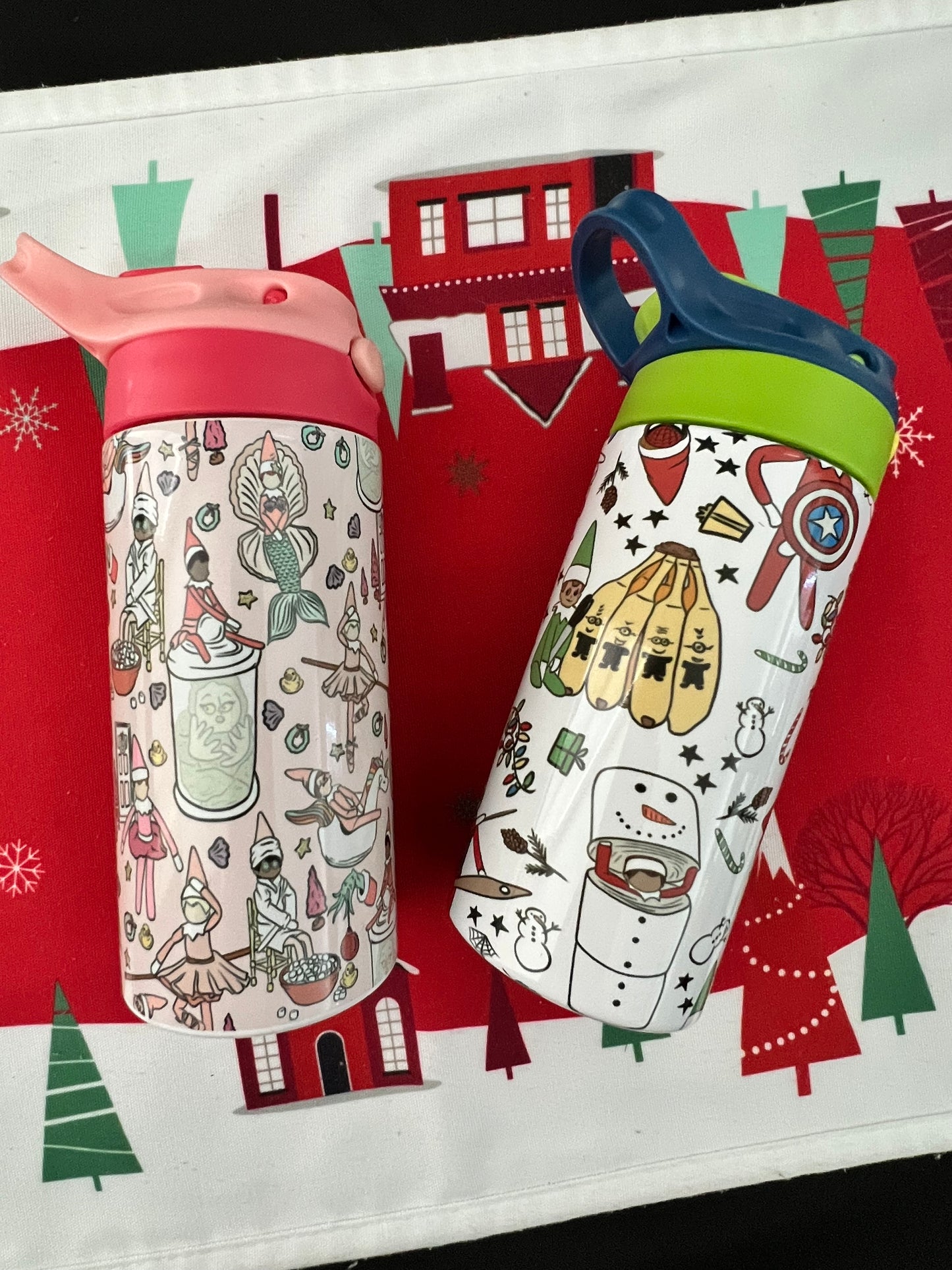 Elf on the Shelf Inspired Kids Water Bottles | Boy Elf 12oz Water Bottle | Girl Elf 12oz Water Bottle