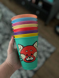 Turning Red Panda Mei's face Kids cold cups | Mei's Red Panda 16oz. cold cups | Red Panda Emotions cold cups | Gifts, Birthdays, Holidays cold cups