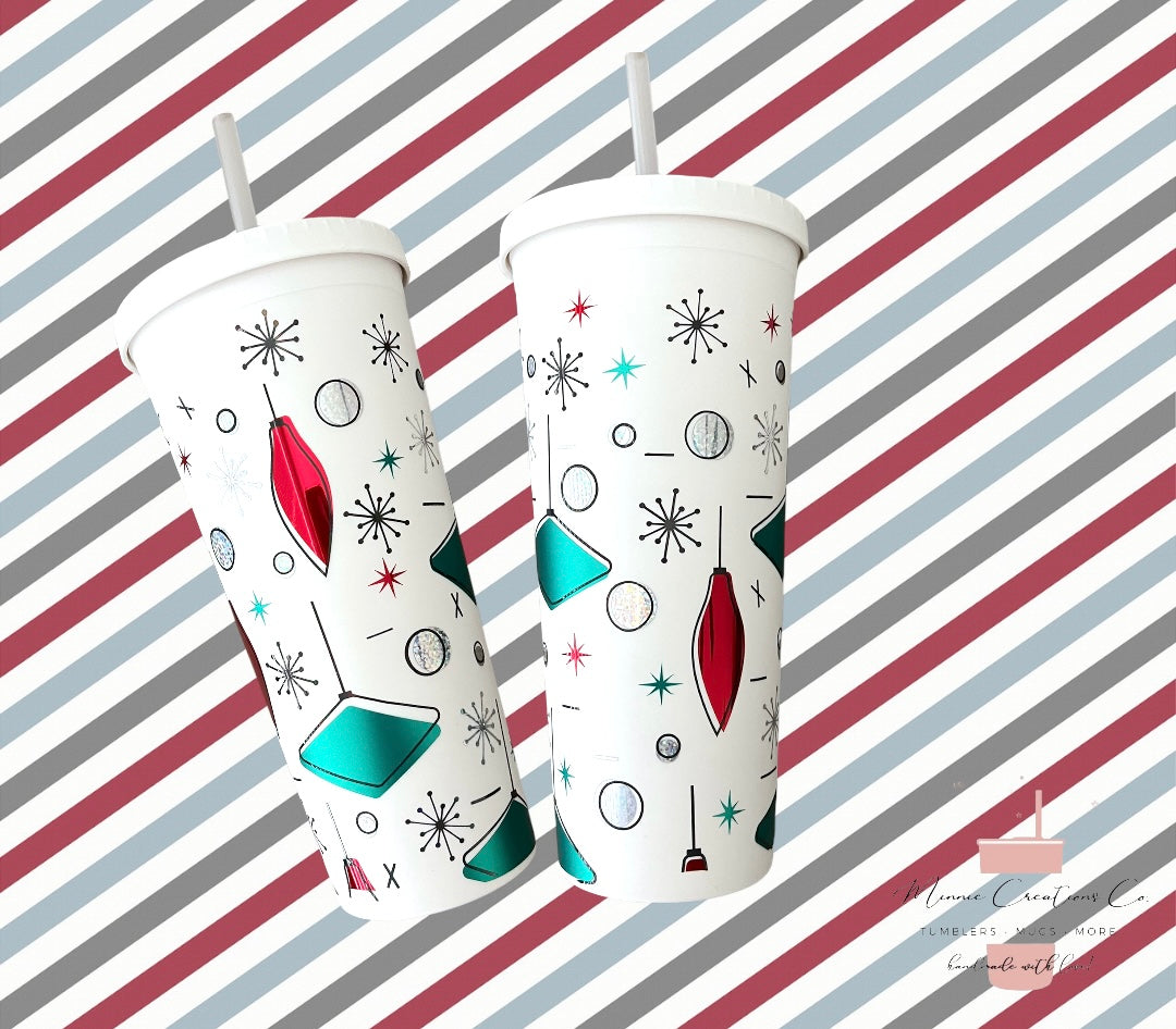 Retro Christmas tumbler | Holidays Retro style 24oz tumbler Matte Double walled | Festive Retro design holiday cheer tumbler