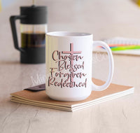 Christian mug | “Chosen, Blessed, Forgiven, Redeemed”