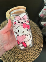 Bear Kitty Inspired Sublimation Glass cup