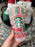 Christmas Cheer full Wrap Black Cup | Christmas wrap Cold cup | Plain No logo Holiday Cheer Cold cups