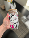 HK Cow Inspired Cow Glass Can cup | HK Kitty Bear Inspired Glass Can cup